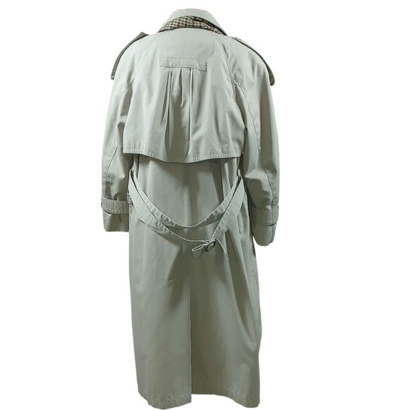 London Towne Beige Trench Coat Jacket Size 6 Vintage Plaid Liner Belt Scarf - Picture 2 of 11